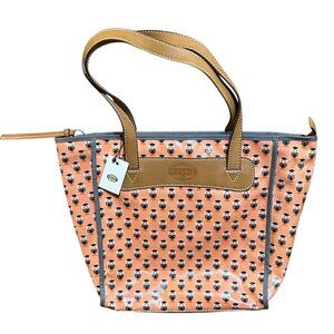 Fossil KeyPer Shopper Dusty Rose Owls Shoulder Tote Bag Coated Canvas Purse NWT